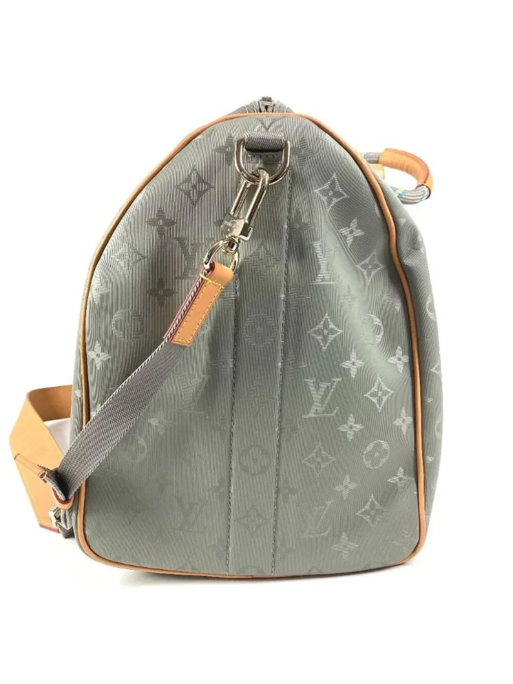 Louis Vuitton Boston Bag Keepall Bandouliere 50 Leather Canvas Gray